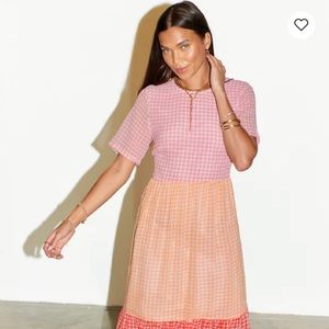 Never Fully Dressed Pink Clash Check Dress Maxi **Plus size**